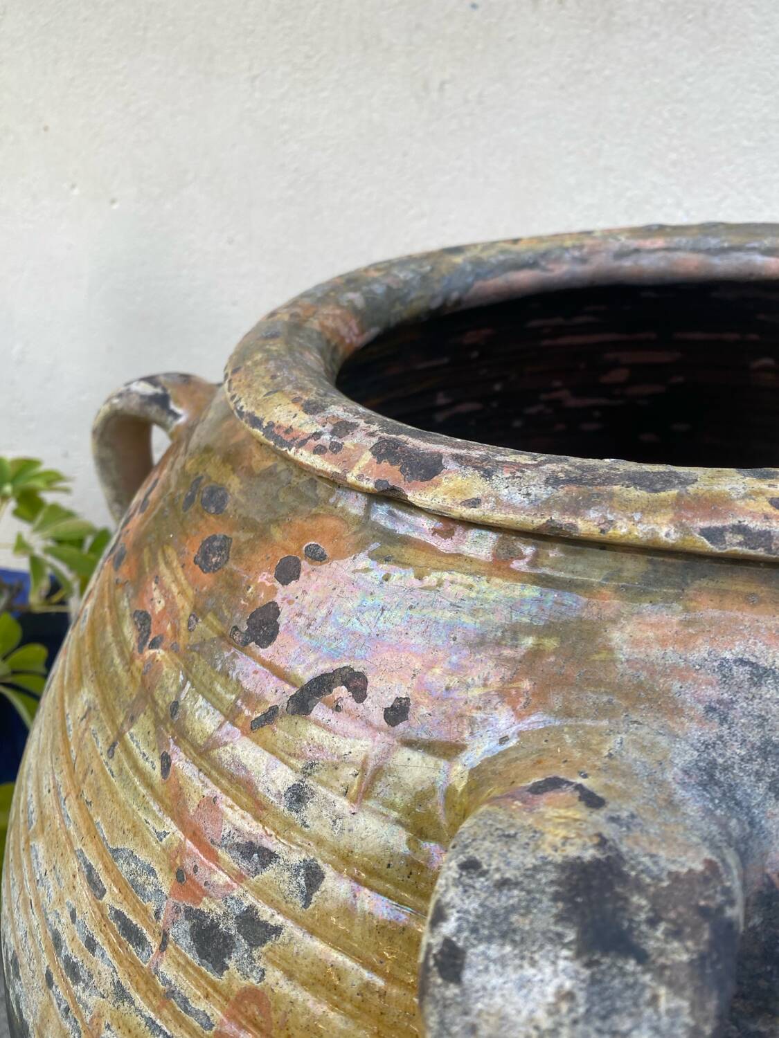 Grande jarre ancienne provençale en terre cuite vernissée XIXeme