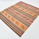 5x6 Vintage Red & Orange Striped Kilim Rug, 163x193Cm