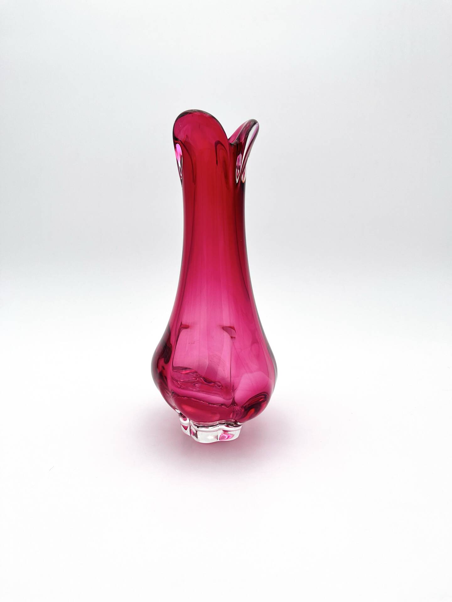 Set of 2 Organic Art Vases Josef Hospodka - Sommerso Fuchsia