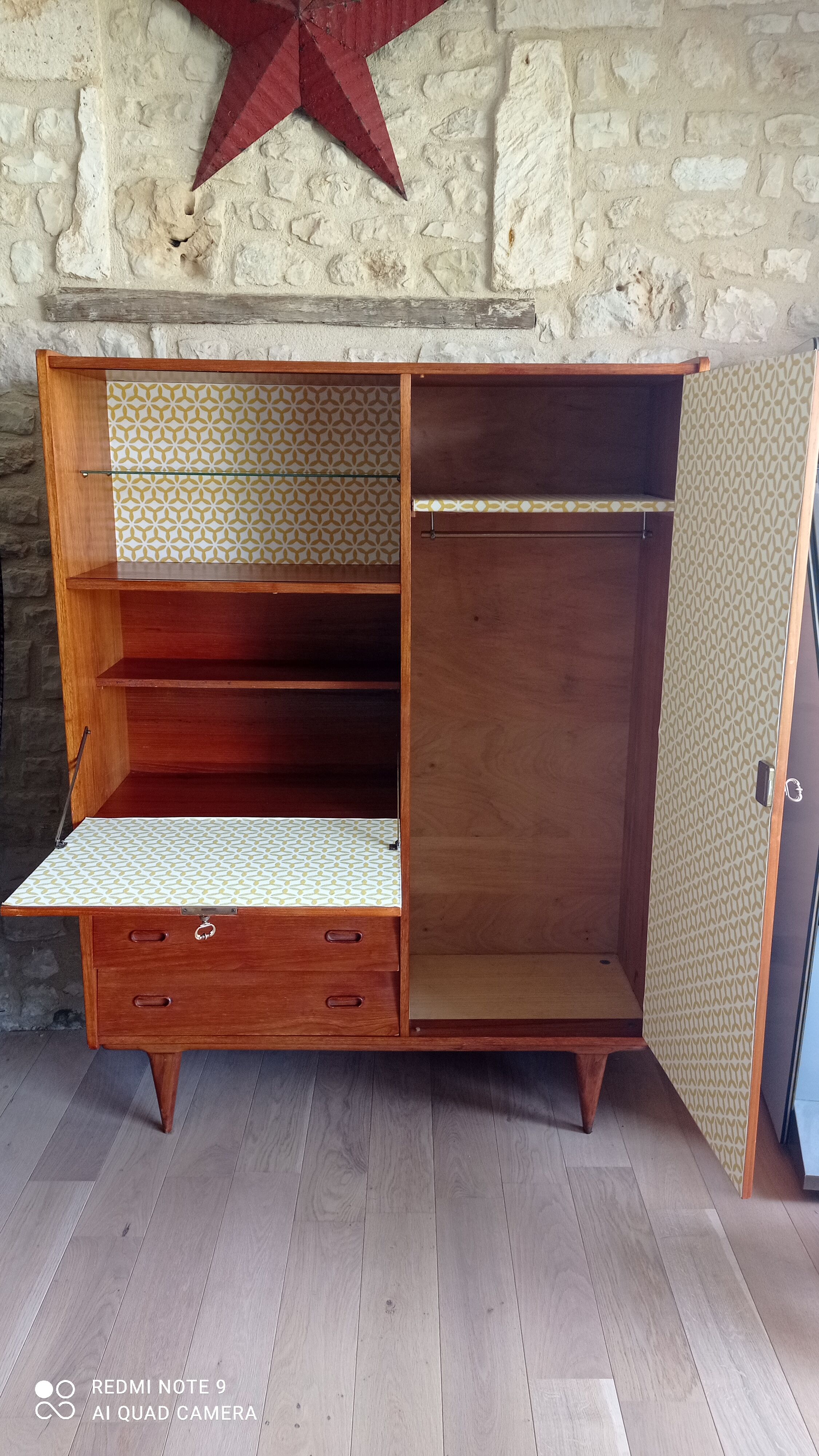 Multifunction teak cabinet