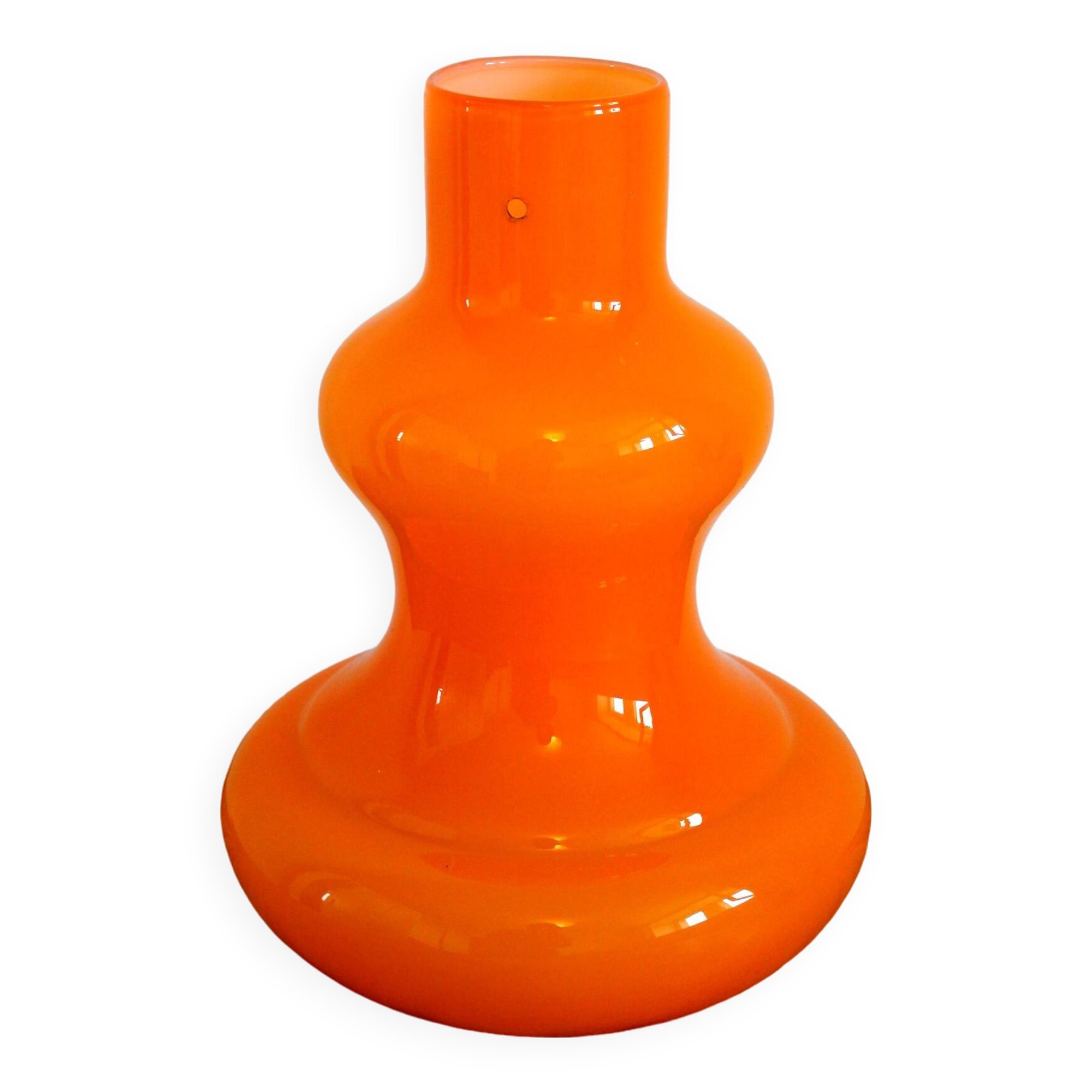 Vintage space age opaline orange pendant light 70s