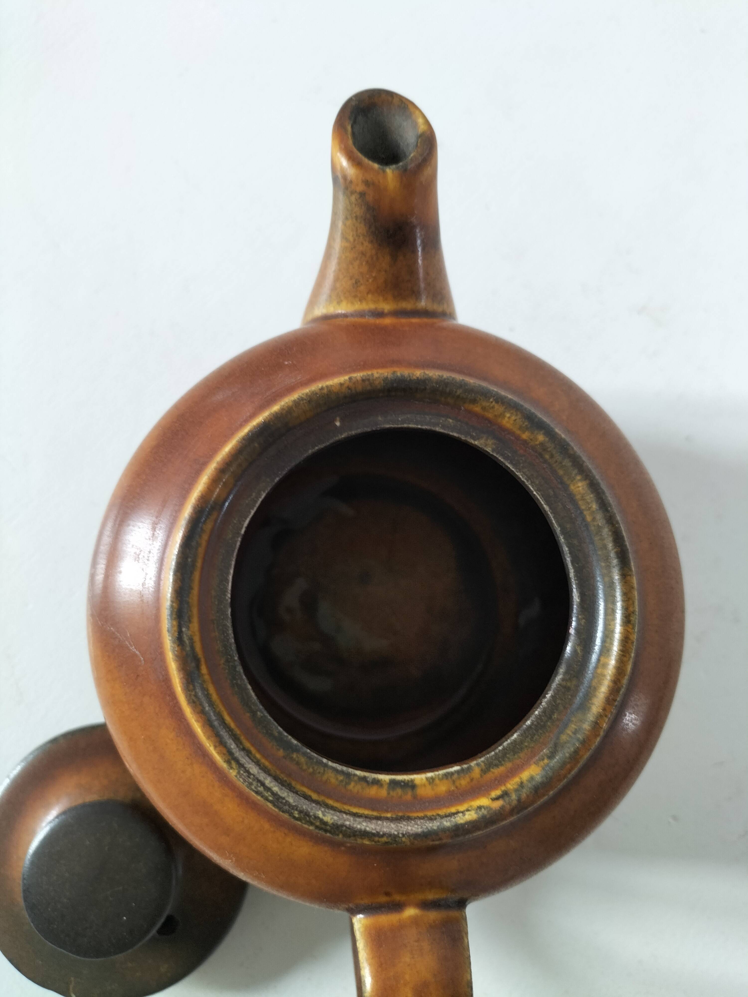 Vintage KW Feuerfest teapot – brown stoneware, 1960s–70s