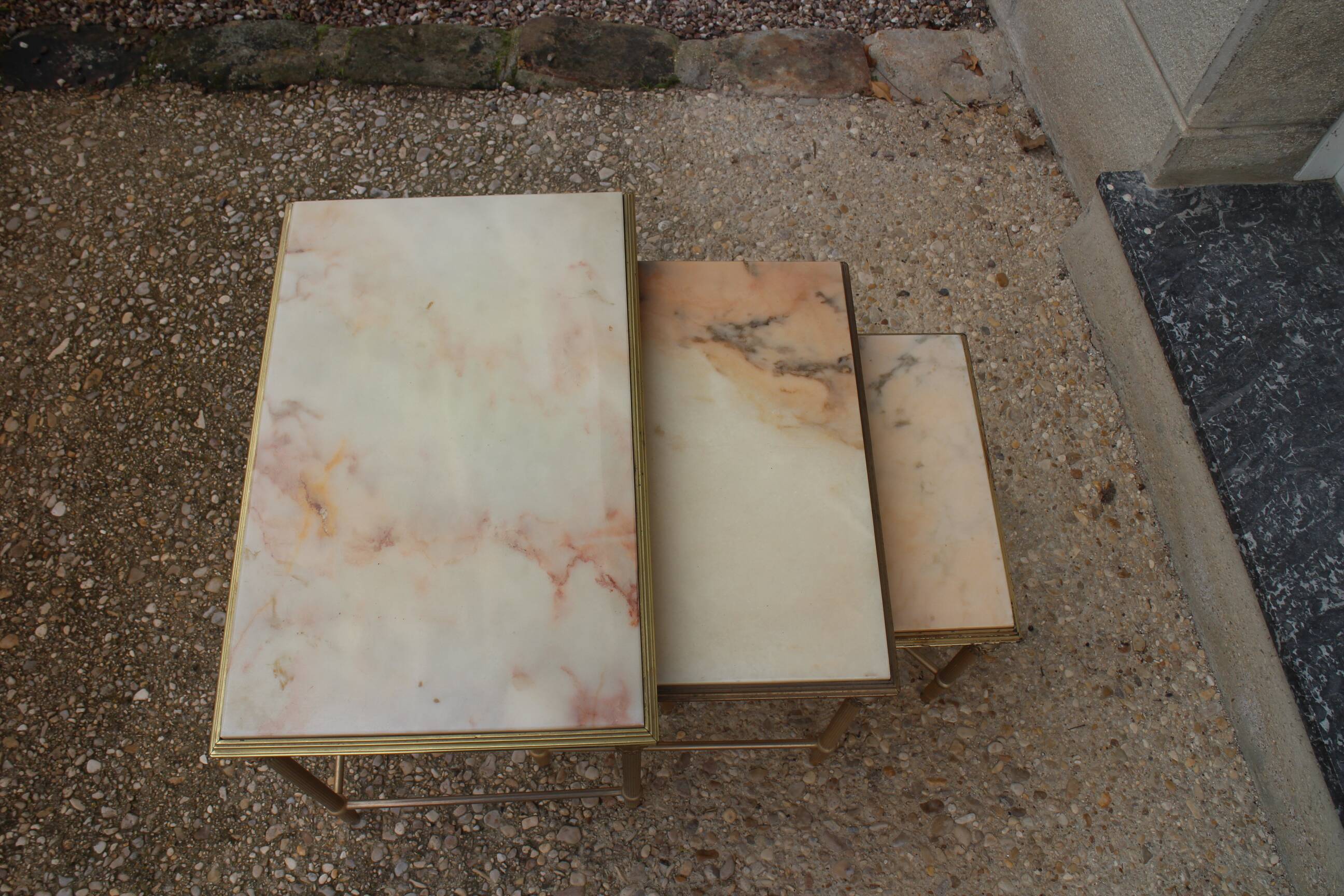 brass and onyx nesting table