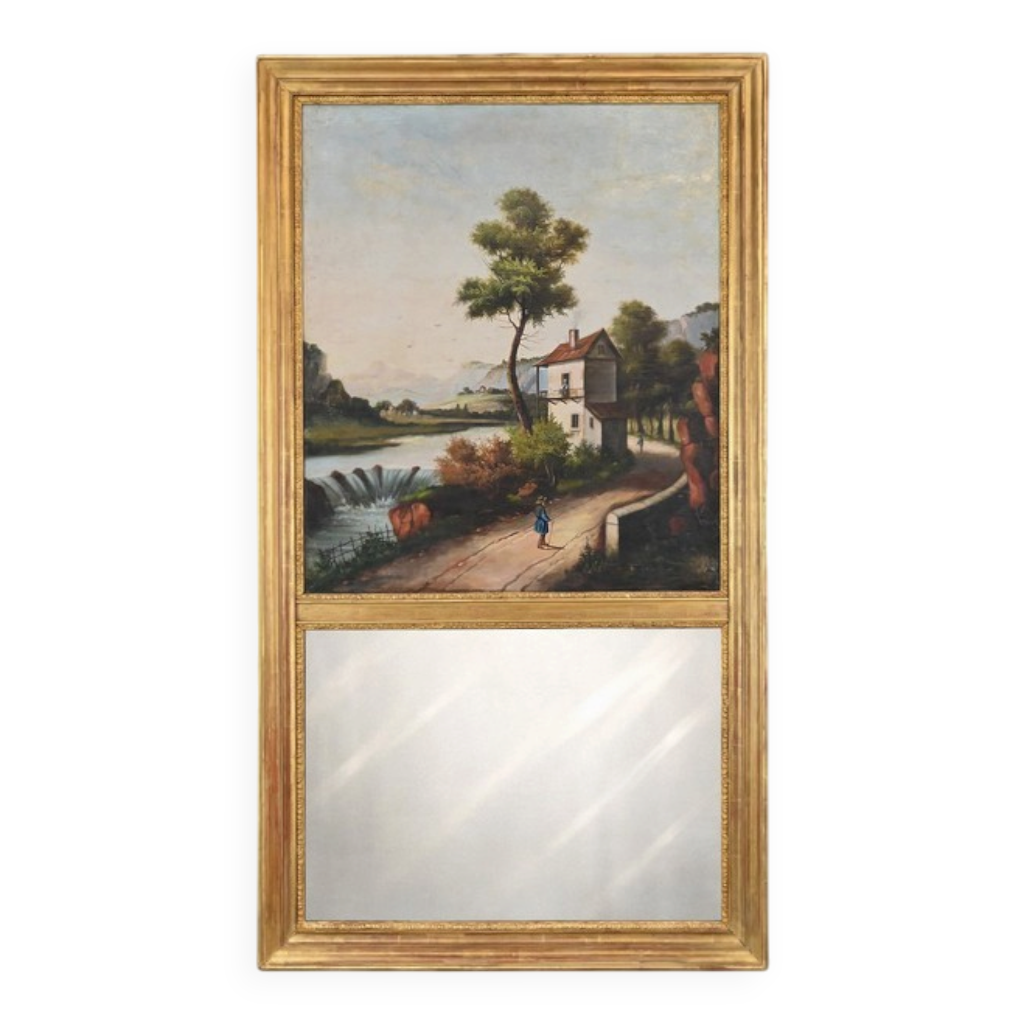 Miroir trumeau en bois doré, style Louis XVI – 1900