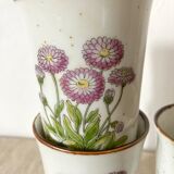 5 tasses à thé en grès fleuris vintage