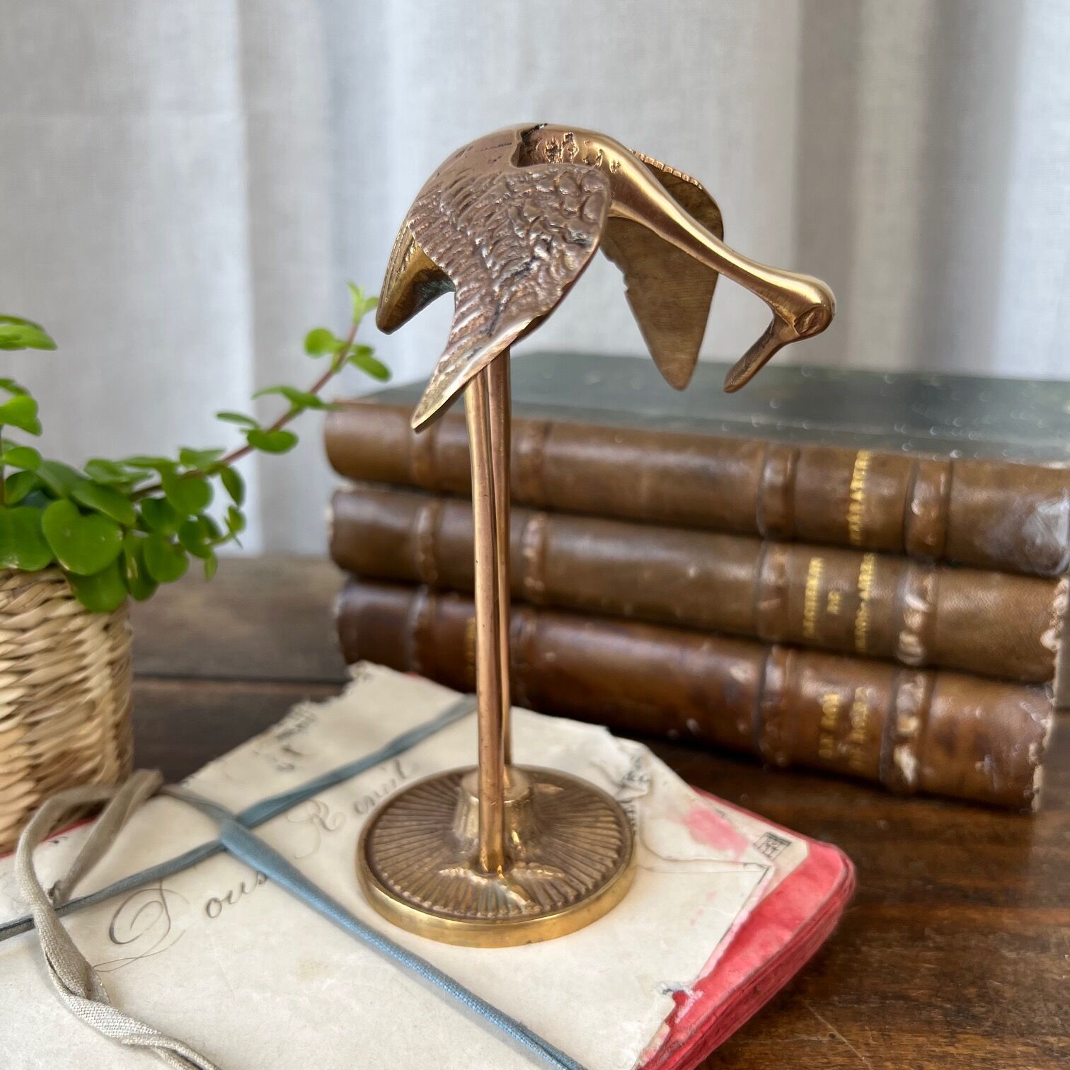 Vintage brass heron