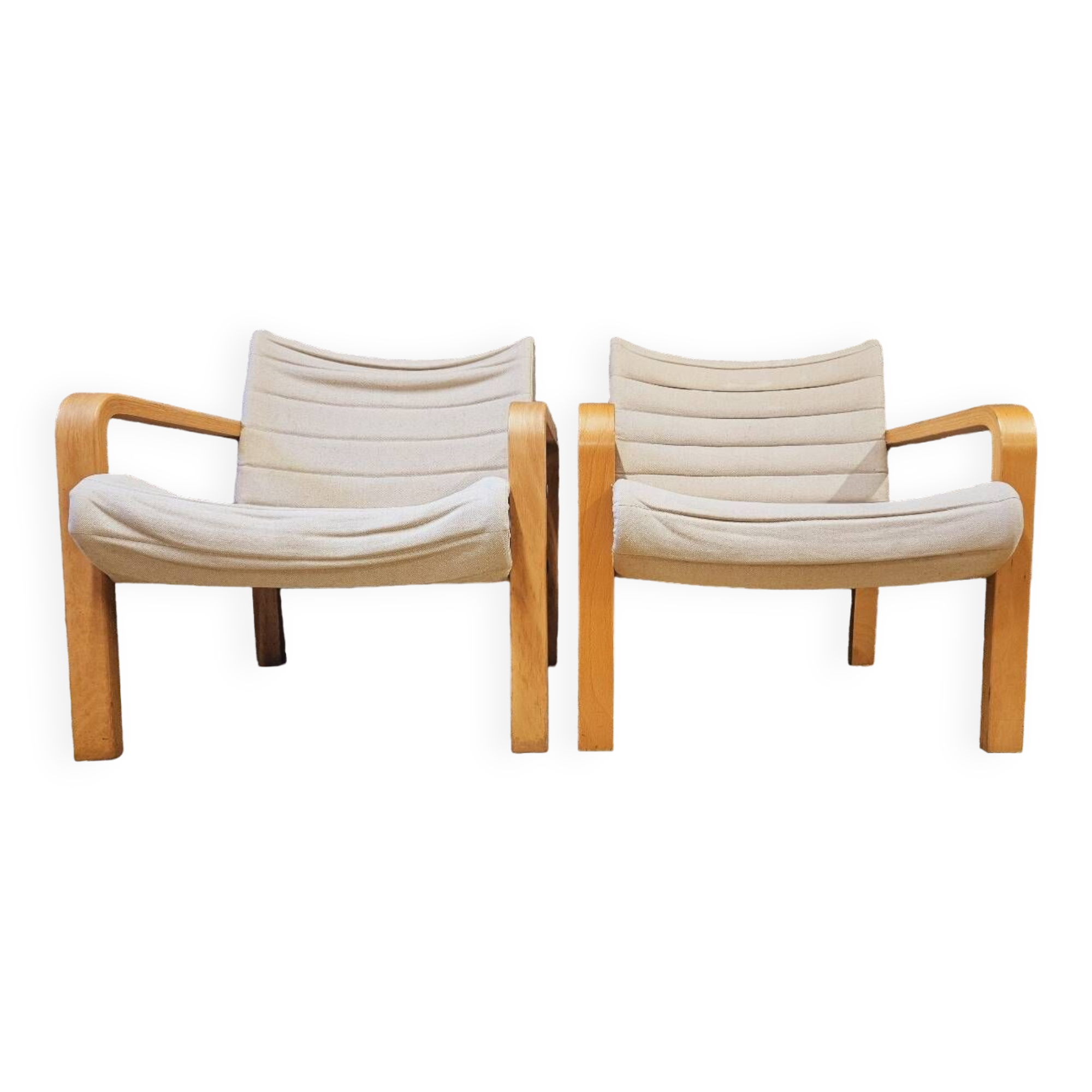 Paire de fauteuil bois courbé 1970 vintage