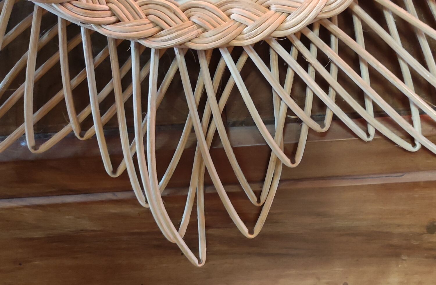 Vintage rattan sun mirror, 51 cm