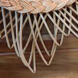Vintage rattan sun mirror, 51 cm