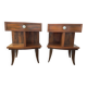Pair of Art Deco bedside tables with flame veining, 1930s.