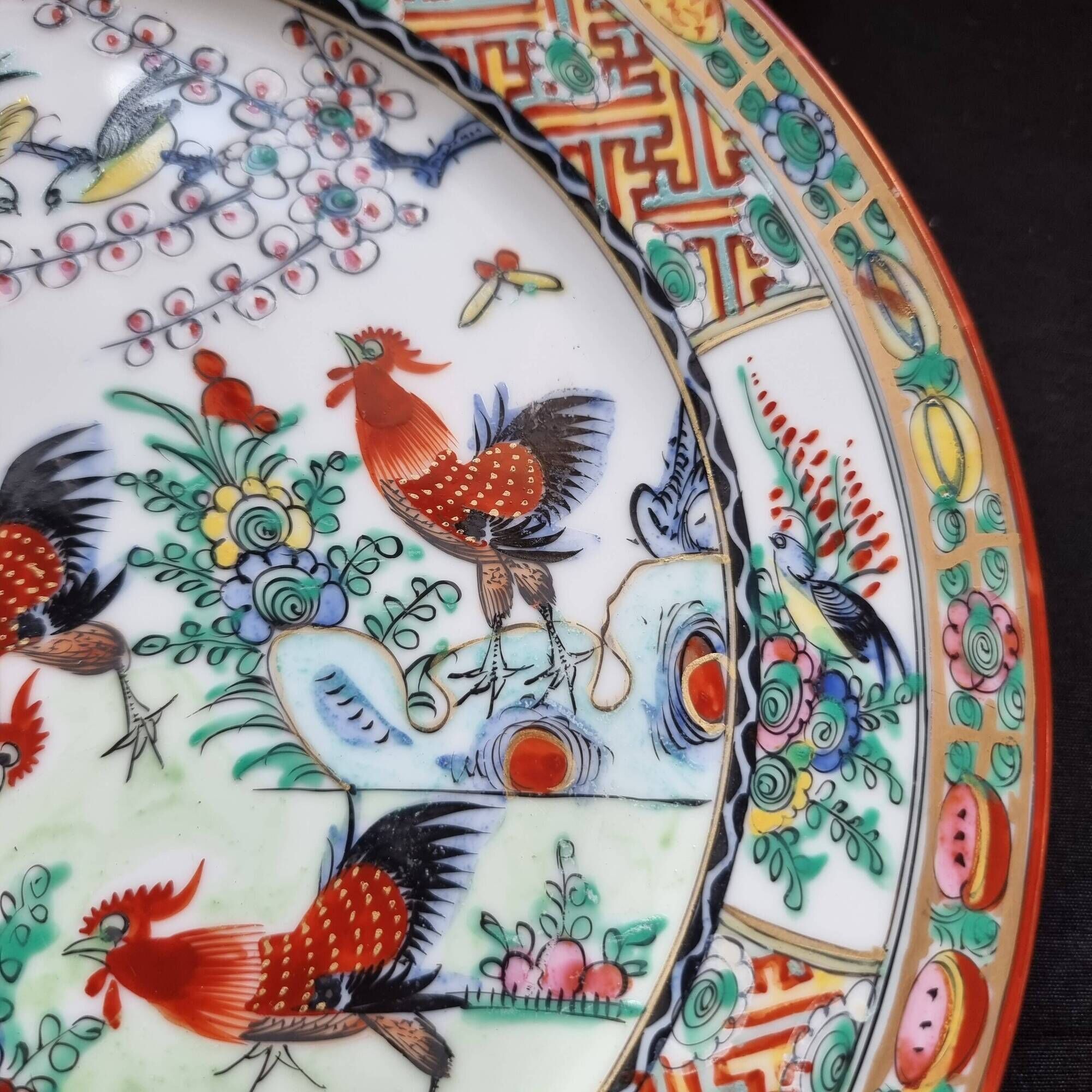 Set of 6 vintage Chinese porcelain plates from Macau (1970) hand painted