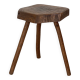 Brutalist stool in solid oak