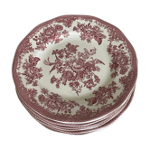 Set of 8 plates Wedgwood earthenware model pink Asian pheasant
