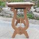 Lyre leg table in natural wood, one drawer, vintage