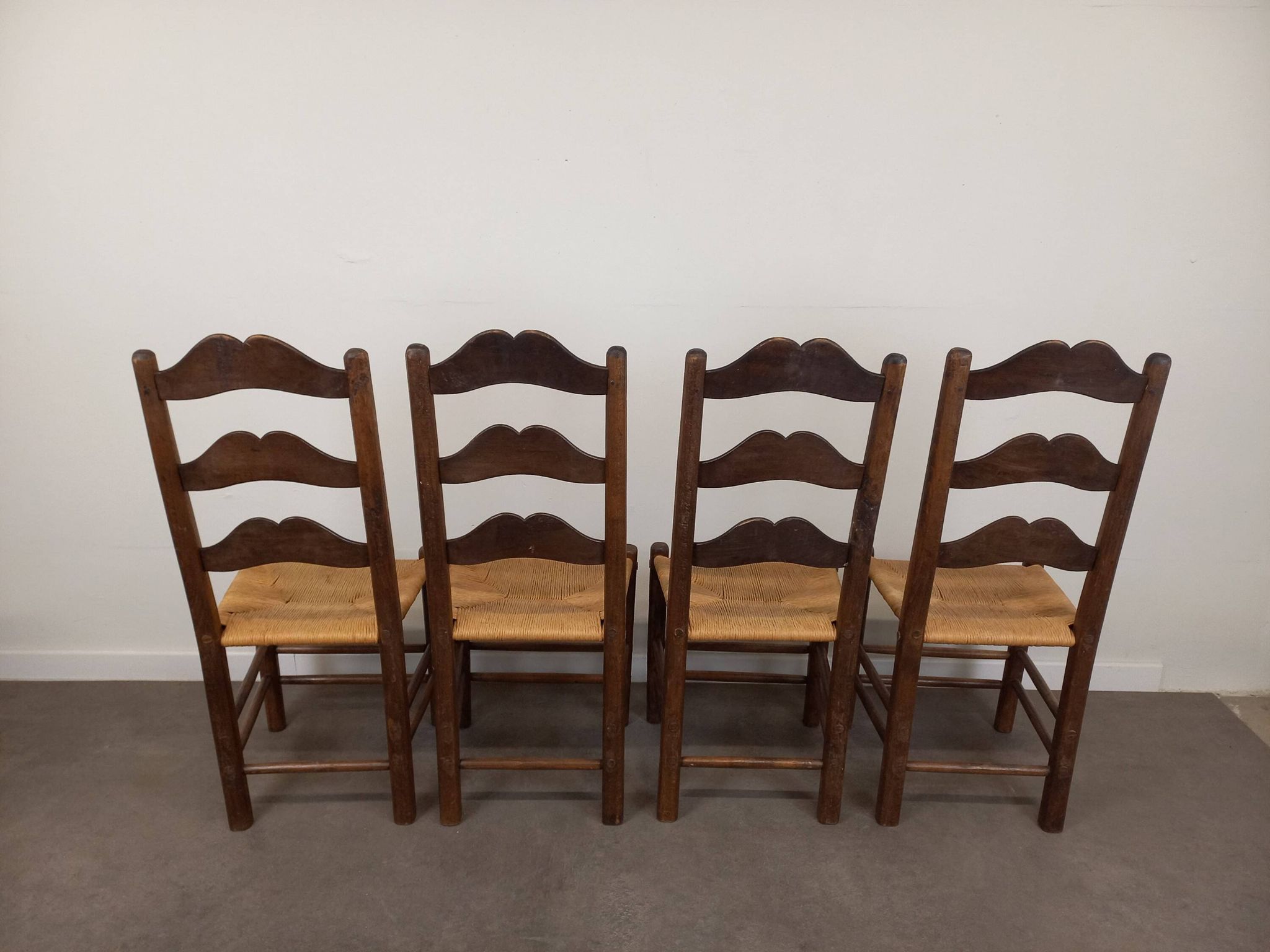 Straw brutalist chairs, set of 4