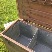 Old wooden and zinc crate, with handles. 1900, heating system