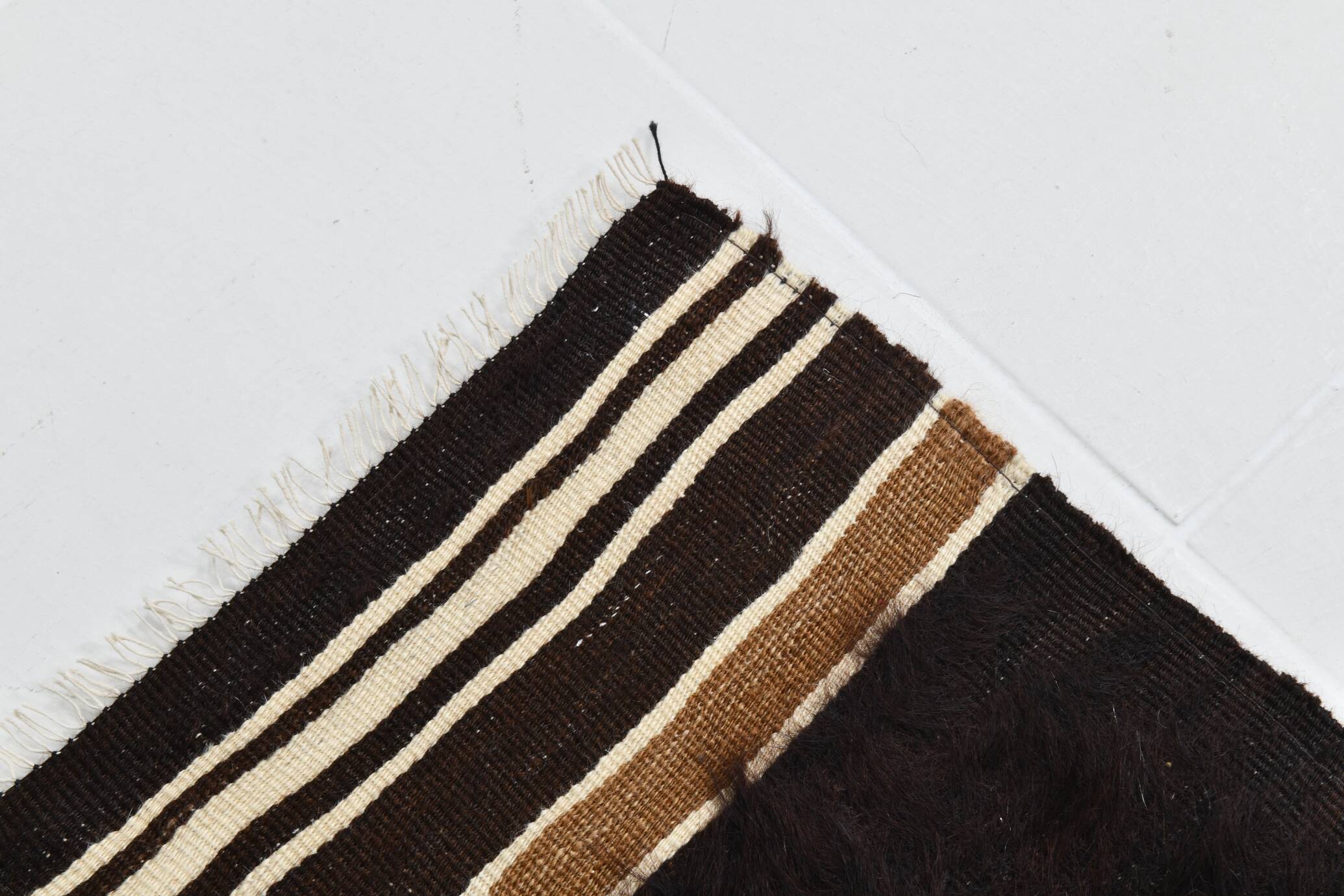 Dark Brown Beige Aesthetic Vintage Rug, 135x165Cm