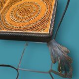 Vintage side table in wrought iron & ceramic – 1960s