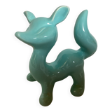 Renard en céramique bleue