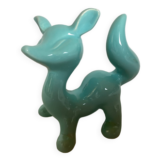 Renard en céramique bleue