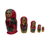 Ensemble de 5 poupées russes anciennes gigogne en bois tourné ,laquées de couleurs vives
