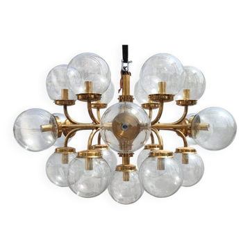 Extra Large Brass Chandelier: Mid-Century Italian 19-Bulb Pendant Light
