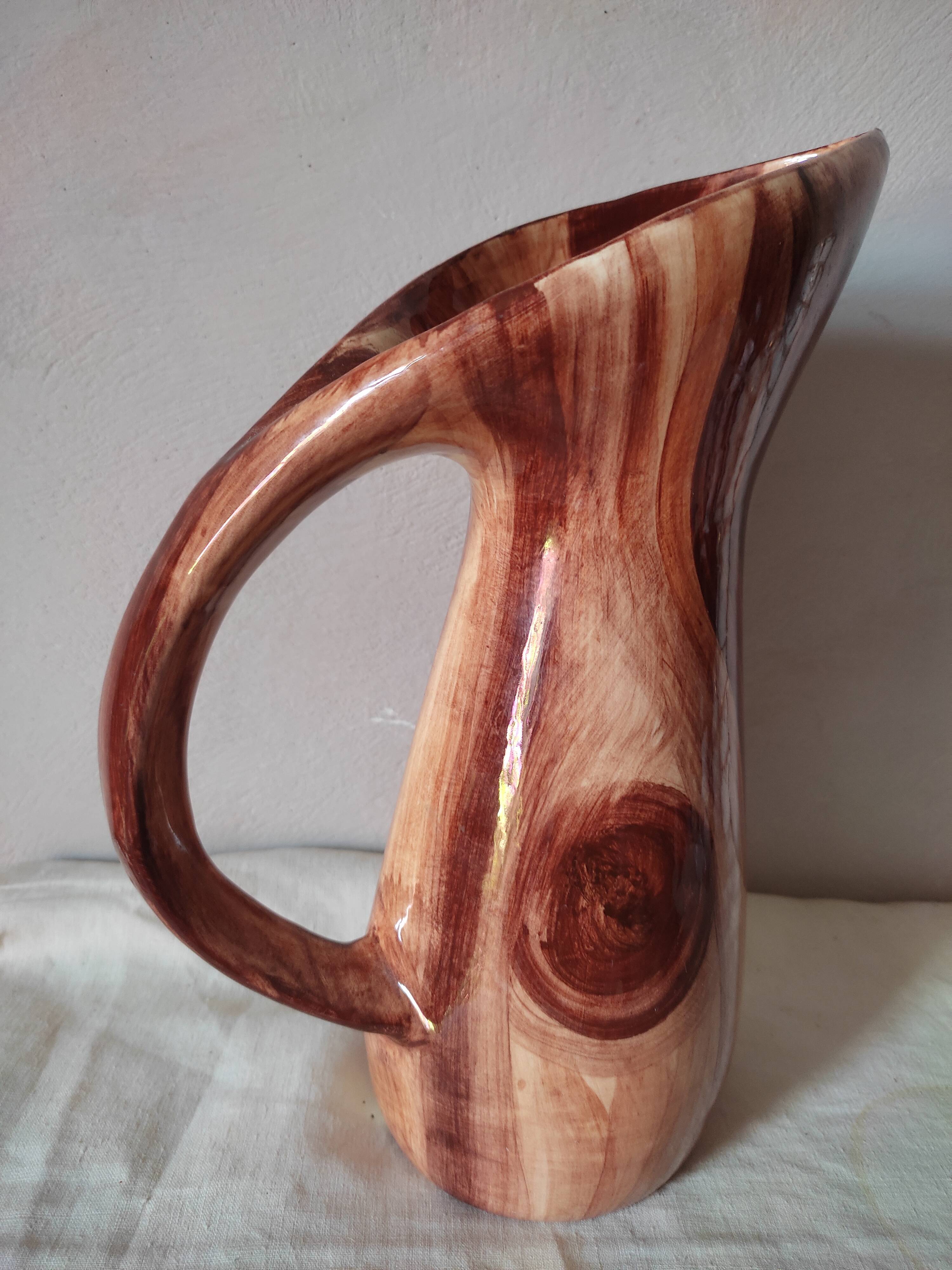 Earthenware decanter in false wood