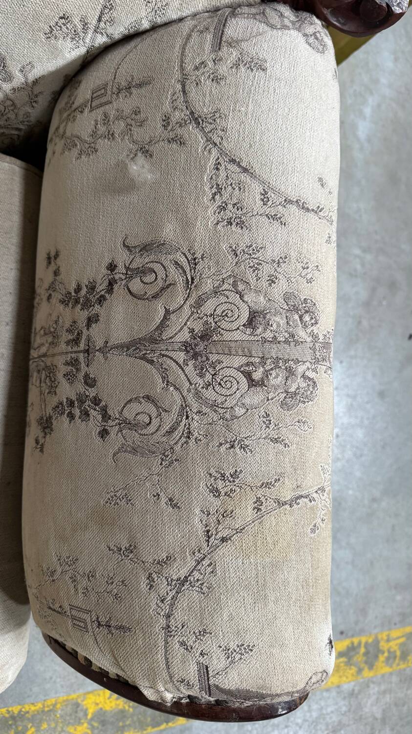 Mahogany wood/fabric bench circa 1900