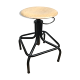 Former HELIOLITHE 50s adjustable Metal & wood Vintage shop stool
