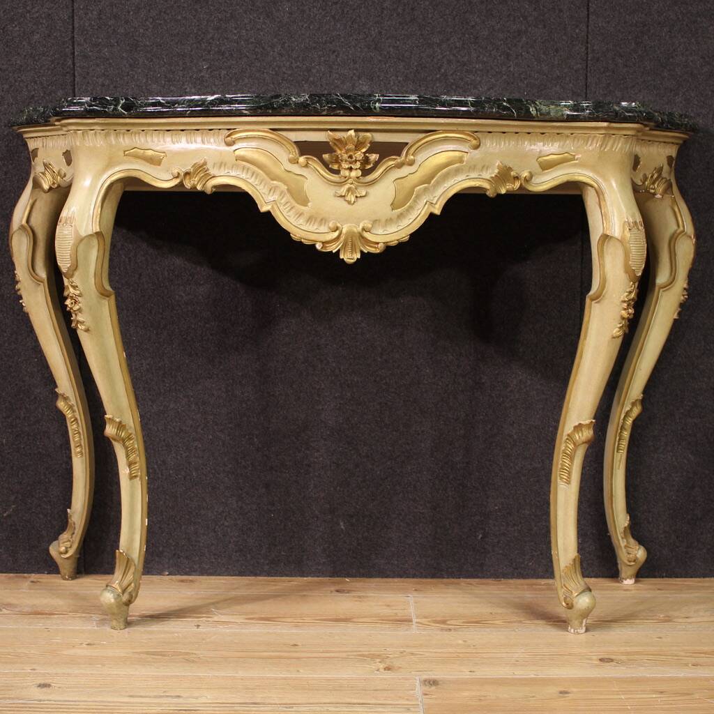 Console italienne laquée et dorée, 20e siècle