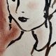 Signed painting pastel and Indian ink female portrait “study with headdress”
