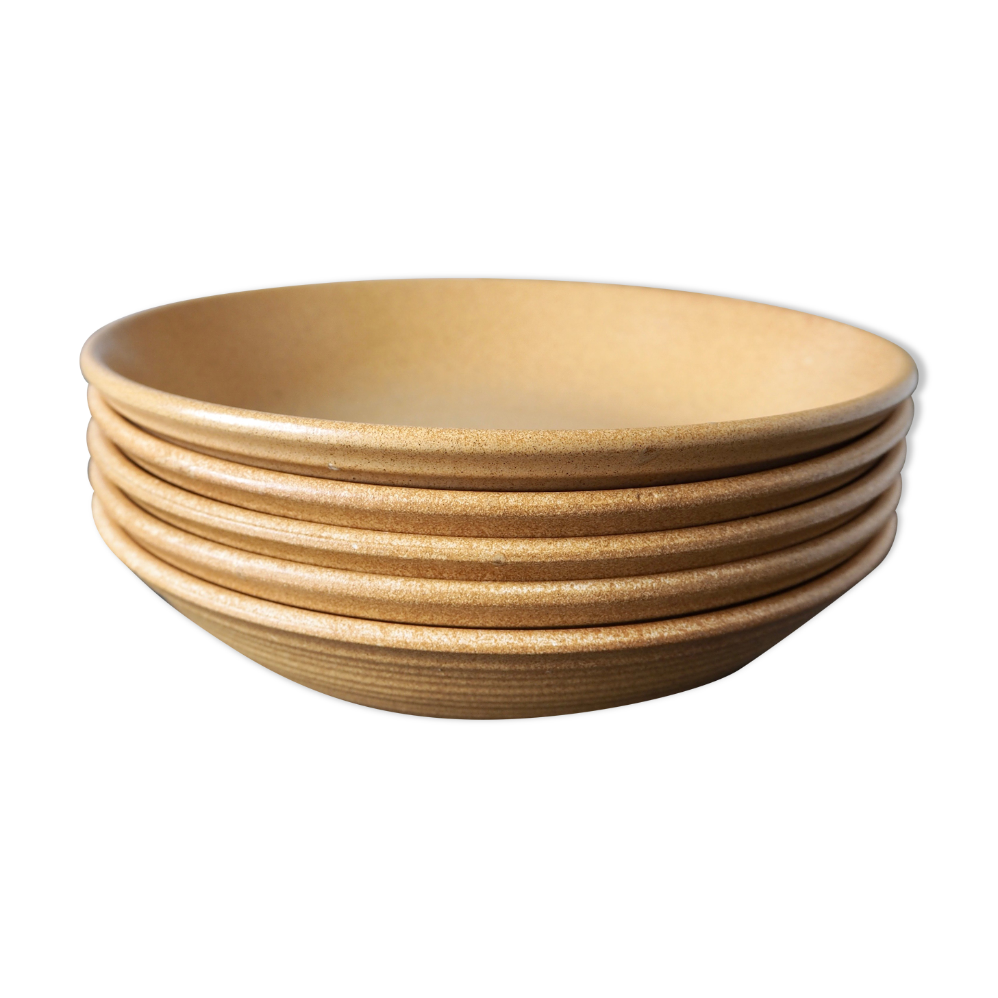 Set of 5 hollow ceramic plates sandstone effect