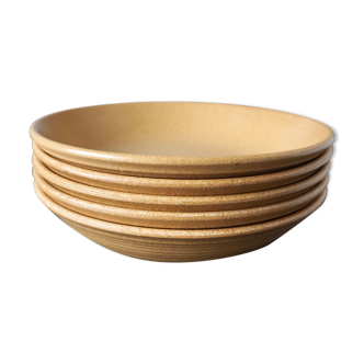 Set de 5 assiettes creuses en céramique effet grès