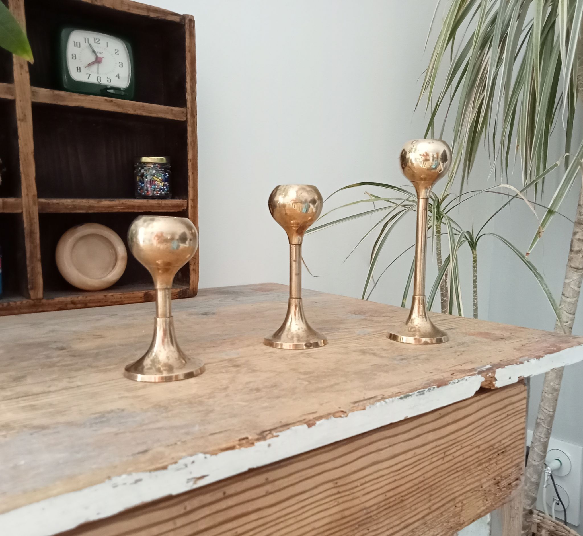 Set of 3 vintage scandinavian candle holders 50s/60s