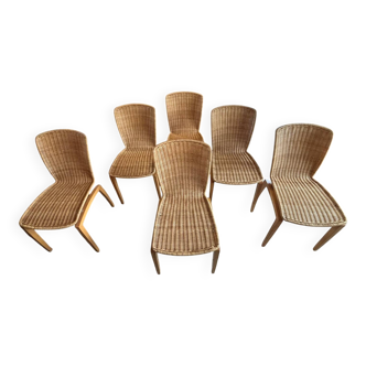 6 wicker chairs Libra by Christian Wegner for Ligne Roset