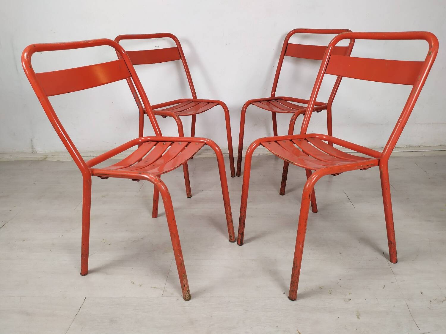 4 tolix metal bistro chairs