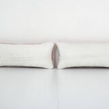 Set of Two Turkish Oushak Rug Pillow Cover, Pair Oblong Chair Cushion, Neutral Pillow Cases Made Out