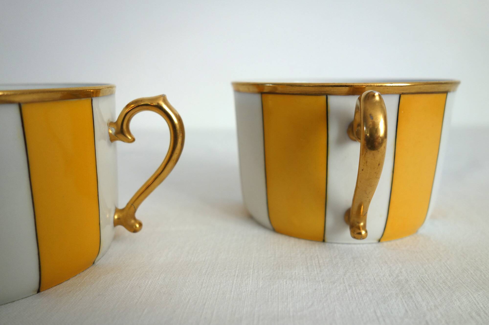 2 vintage Limoges porcelain cups with saucers