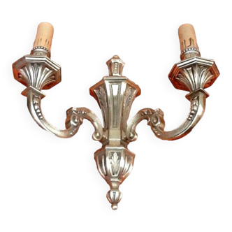 Large wall sconce in LXV style, patinated bronze.