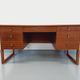 Double-sided executive desk sled legs vintage Scandinavian style in teak from the 60s