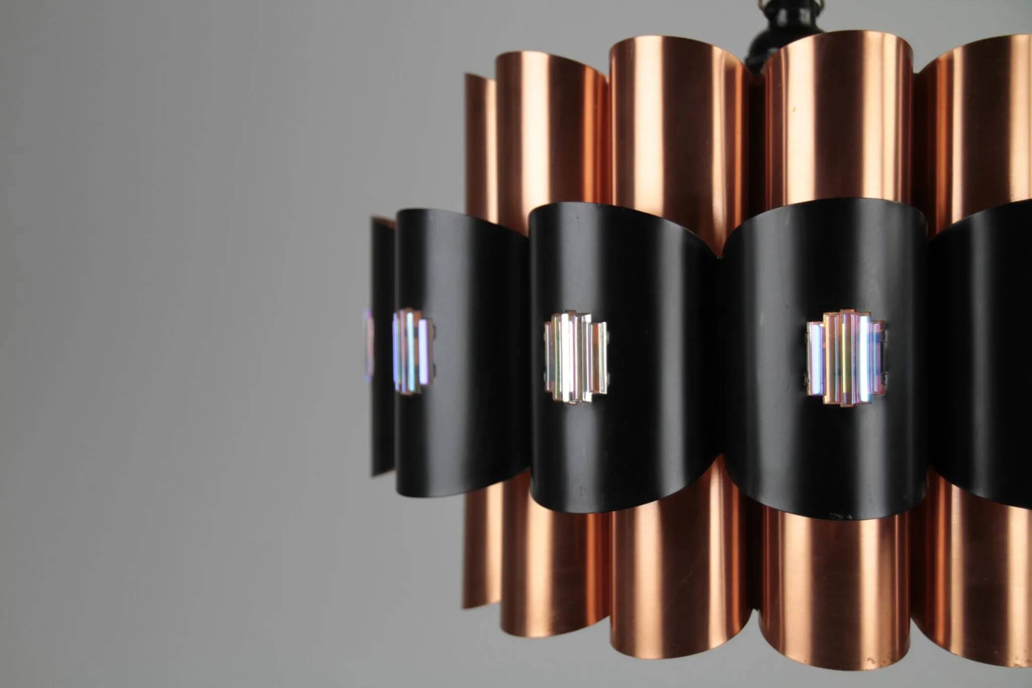 Copper & Black Pendant Lamp by Werner Schou for Coronell Elektro — Denmark, 1960s