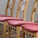 Vintage 1960s Danish Brutalist Ladderback Light Oak Chairs style of Kjærnulf