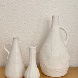 Set of 3 white stoneware vases