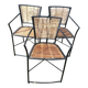 3 fauteuils metal soudé et rotin