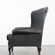 Black cowhide leather Chesterfield wingback chair in English style