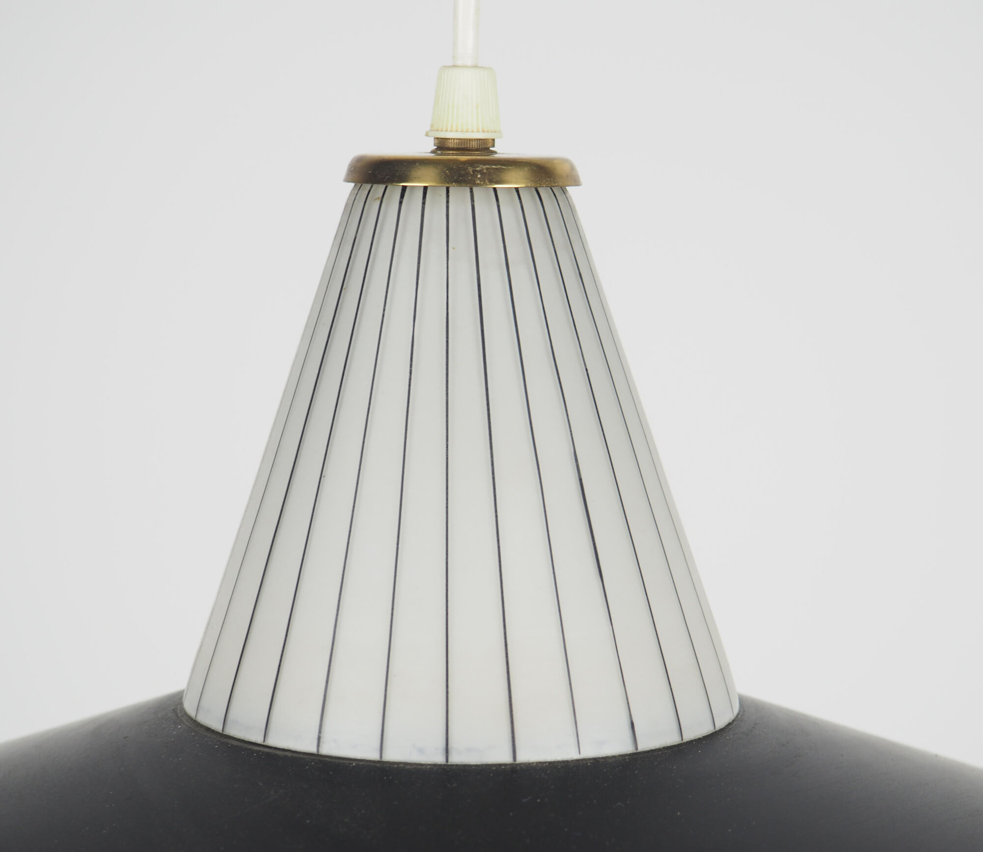 Mid-century Danish metal and glass hanging lamp