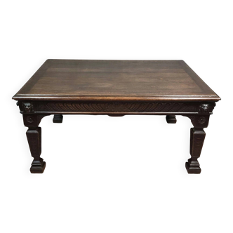 Important Renaissance style table in solid oak, circa 1850