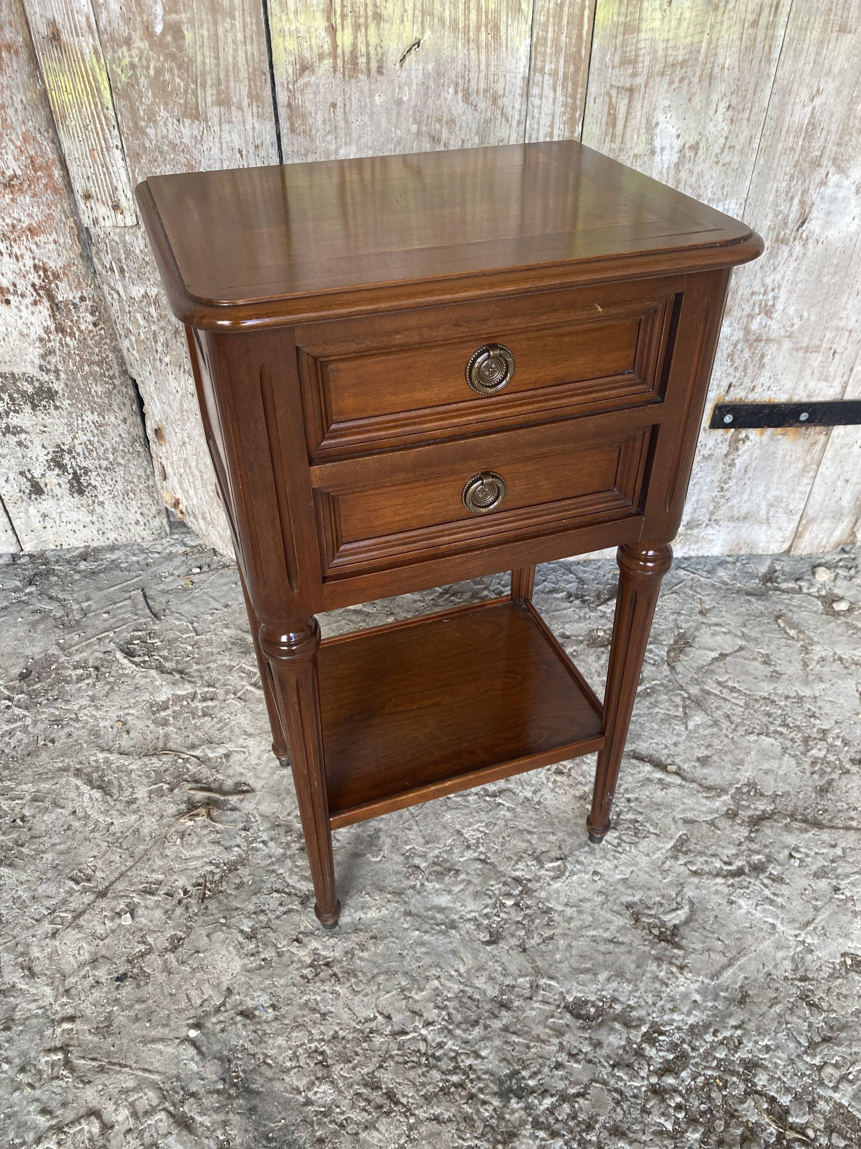 Antique Nightstand TRICOIRE Louis XVI Style Wood 2 Drawers Vintage