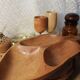 Wooden aperitif tray, leaf-shaped / empty vintage pocket