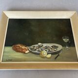 Still life, oil on panel signed